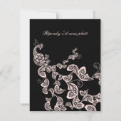 Floral Chic Peacock Noir Rose Mariage Carte RSVP (Dos)