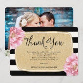 Floral Chic Photo Carte de remerciements / Champag (Devant / Derrière)