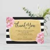 Floral Chic Photo Carte de remerciements / Or (Debout devant)