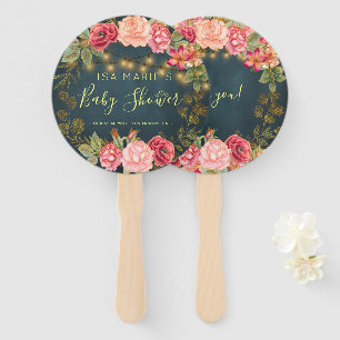 Floral chic rozen baby meisje douche welkom gunst handwaaier