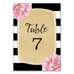 Floral Chic Tafelnummer Kaart / Champagne