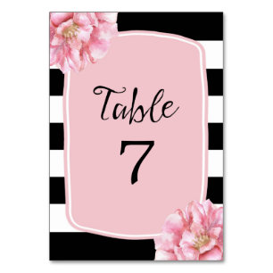 Floral Chic Tafelnummer Kaart / Roze