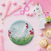 Floral Chicken Papieren Bordje (Feest)