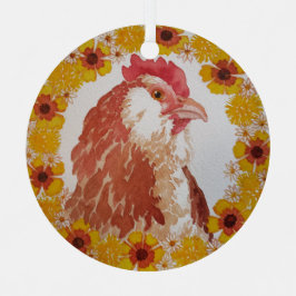 Floral Chicken Wreath Ornament