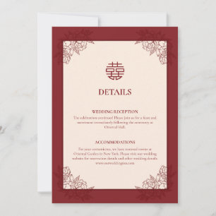 Floral chinois Détails du Mariage Carte de boîtier