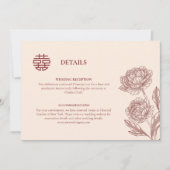 Floral chinois Détails du Mariage Carte de boîtier (Devant)