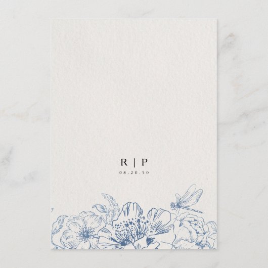 Floral Chinoiserie Mariage menu plat (Dos)