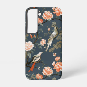 Floral Chinoiserie op Denim Blue Samsung Galaxy Hoesje