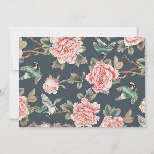 Floral Chinoiserie Roze - ontvleksel Kaart (Voorkant)