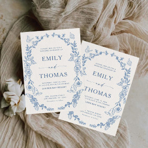 Floral Chinoiserie Wedding Kaart