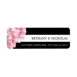 Floral chique bruiloft retour adres labels