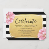 Floral chique bruiloft uitnodiging / goud (Voorkant)