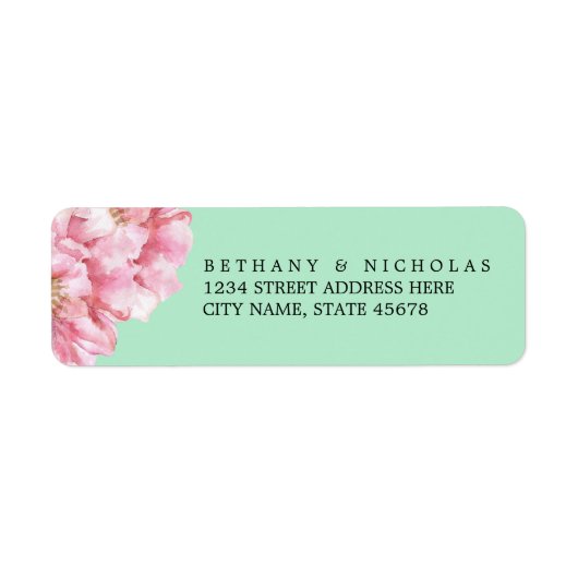 Floral chique retouradres labels / munt (Voorkant)