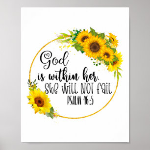 Floral Christelijk God is binnen haar zal ze niet Poster