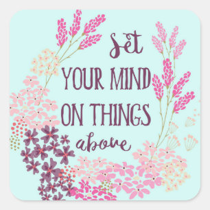Floral Christelijke Bijbelscripts Verse Vierkante Sticker