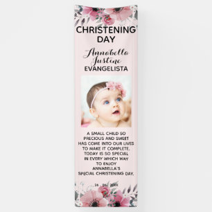 Floral CHRISTENING DAG Zacht Pink Event Verticel Spandoek