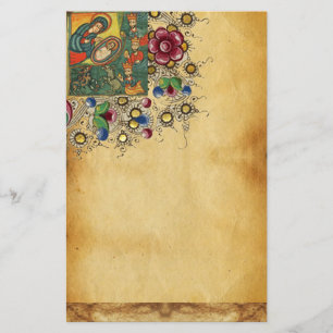 FLORAL CHRISTMAS PARCHMENT, ADORATIE VAN MAGI BRIEFPAPIER