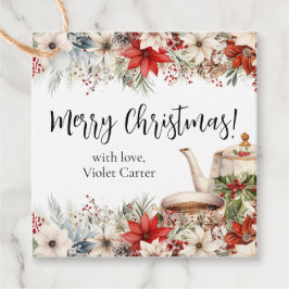 Floral Christmas Tea Holiday Party Bedankjes Labels