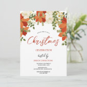 Floral Christmas Wreath Party Kaart (Staand voorkant)