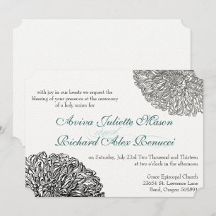  Floral Chrysanthemum Gray Blauwgroen Aqua Kaart