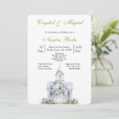 Floral Church Spanish wedding Kaart (Staand voorkant)