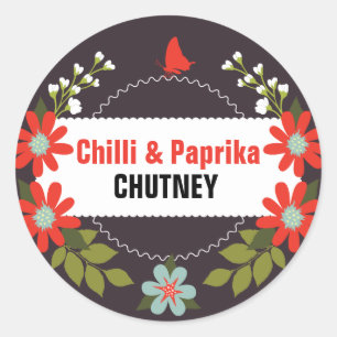 Floral Chutney Labels - 3 inch of 1,5 inch
