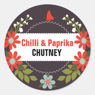 Floral Chutney Labels - 3 inch of 1,5 inch