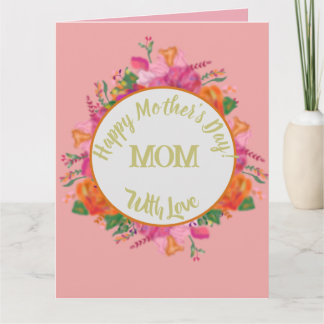 Floral Circle Banner Mother's Day Pink Kaart