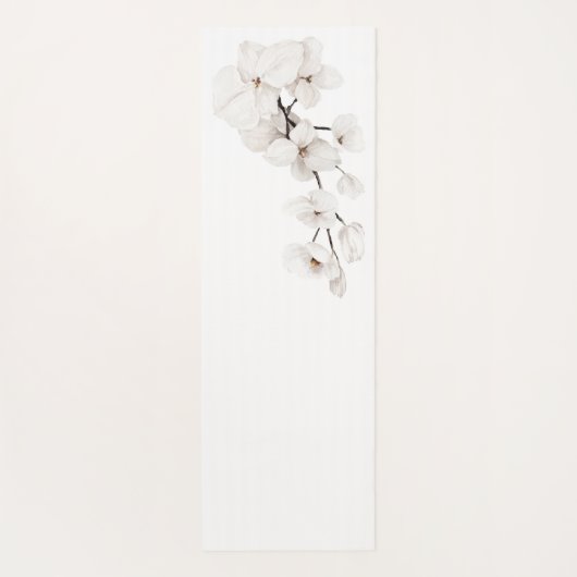 Floral citroen geel witte orchideeën naam oefening yogamat (Achterkant)