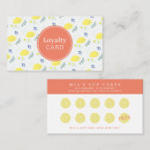 Floral Citron Motif Cute Carte de fidélité jaune (Devant / Derrière)