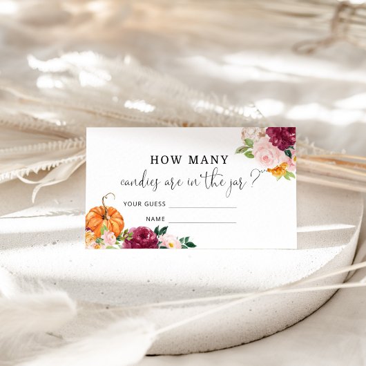 Floral citrouille devine combien de bonbons carte