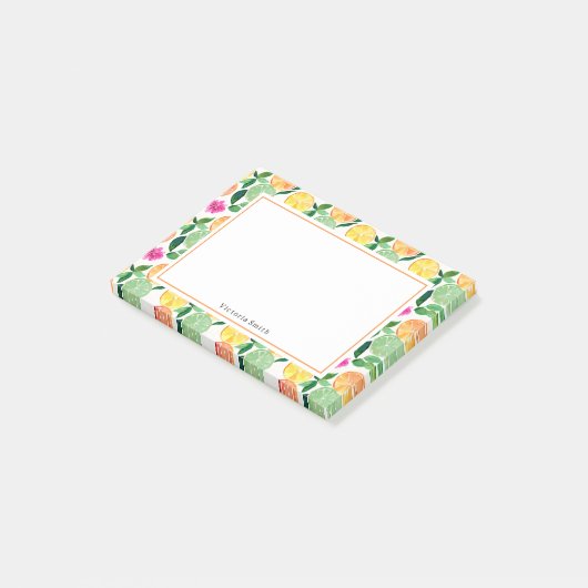 Floral Citrus Sinaasappel Lemon Limoen Grapefruit Post-it® Notes (Schuin)