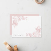 Floral Classic Blush Pink Notitiekaartje (Voorkant / Achterkant in situ)