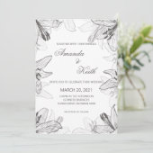 Floral Classic noir & blanc Faire-part de mariage (Debout devant)