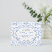 Floral classic vintage wedding kaart (Staand voorkant)