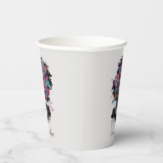 Floral Classy Afro Woman Papieren Bekers (Rechts)