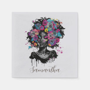 Floral Classy Afro Woman Servet