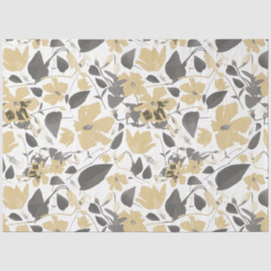 Floral Clematis Waterverf Gold Grey Black Tissuepapier