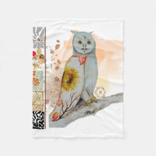 FLoral Cloak Uil Fleece Babydeken Deken