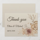 Floral Coffee Cream elegant Butterfly boho Wedding Bedankkaart (Voorkant / Achterkant)