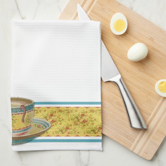  Floral Coffee Cup Theedoek (Quarter Fold)