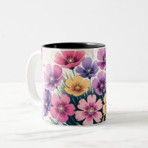 "Floral Coffee Mok – Botanical Flower Cup