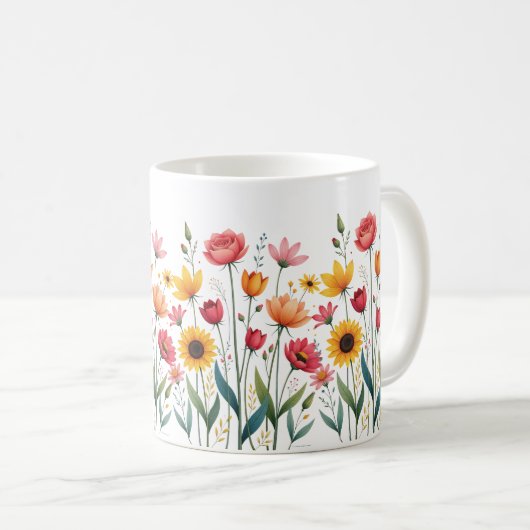 Floral Coffee Mok – Kleurrijke Flower Ceramic Cup (Voorkant rechts)