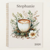Floral Coffee Themed Personalized Planner (Voorkant)
