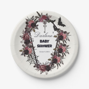 Floral Coffin Halloween Baby shower Papieren Bordje