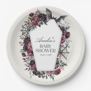 Floral Coffin Halloween Baby shower Papieren Bordje