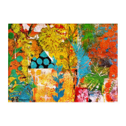 Floral Collage Acryl Muurkunst