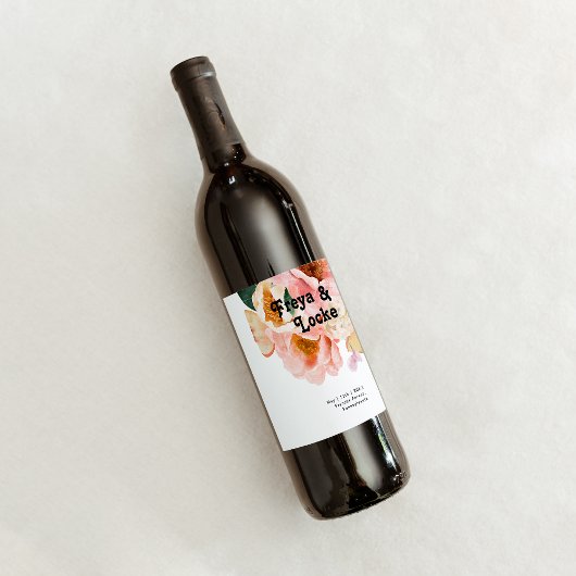 Floral coloré gras | Étiquette de vin Mariage