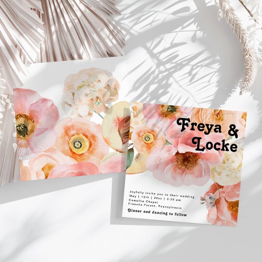 Floral coloré gras | FAIRE-PART DE MARIAGE CARRÉ