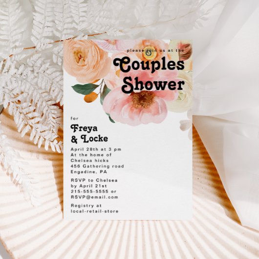 Floral coloré gras | Invitation de douches pour co